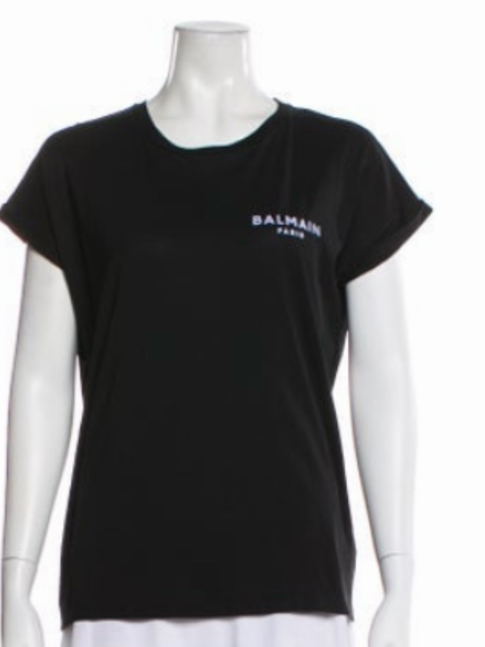 Balmain Black Short-Sleeve Crewneck Tee with Small Chest Logo